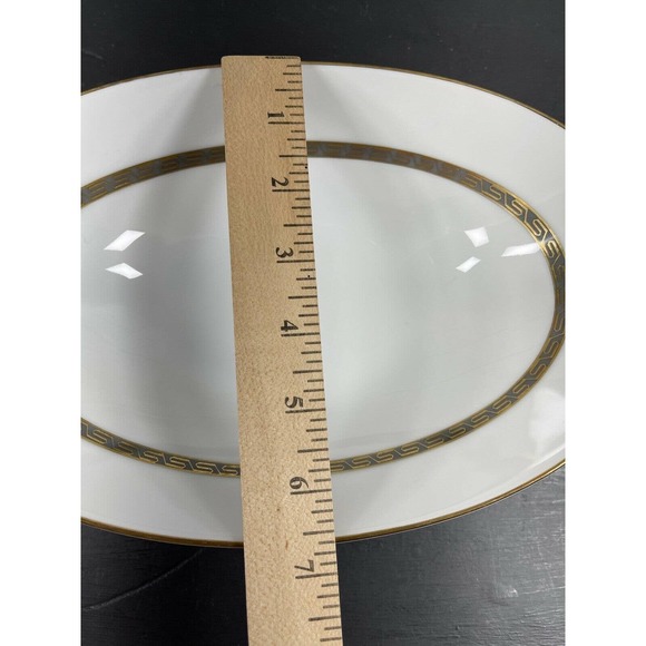 Noritake China OVAL Serving Bowl Grey Gold Greek Key Hartford 5944 - Picture 8 of 8